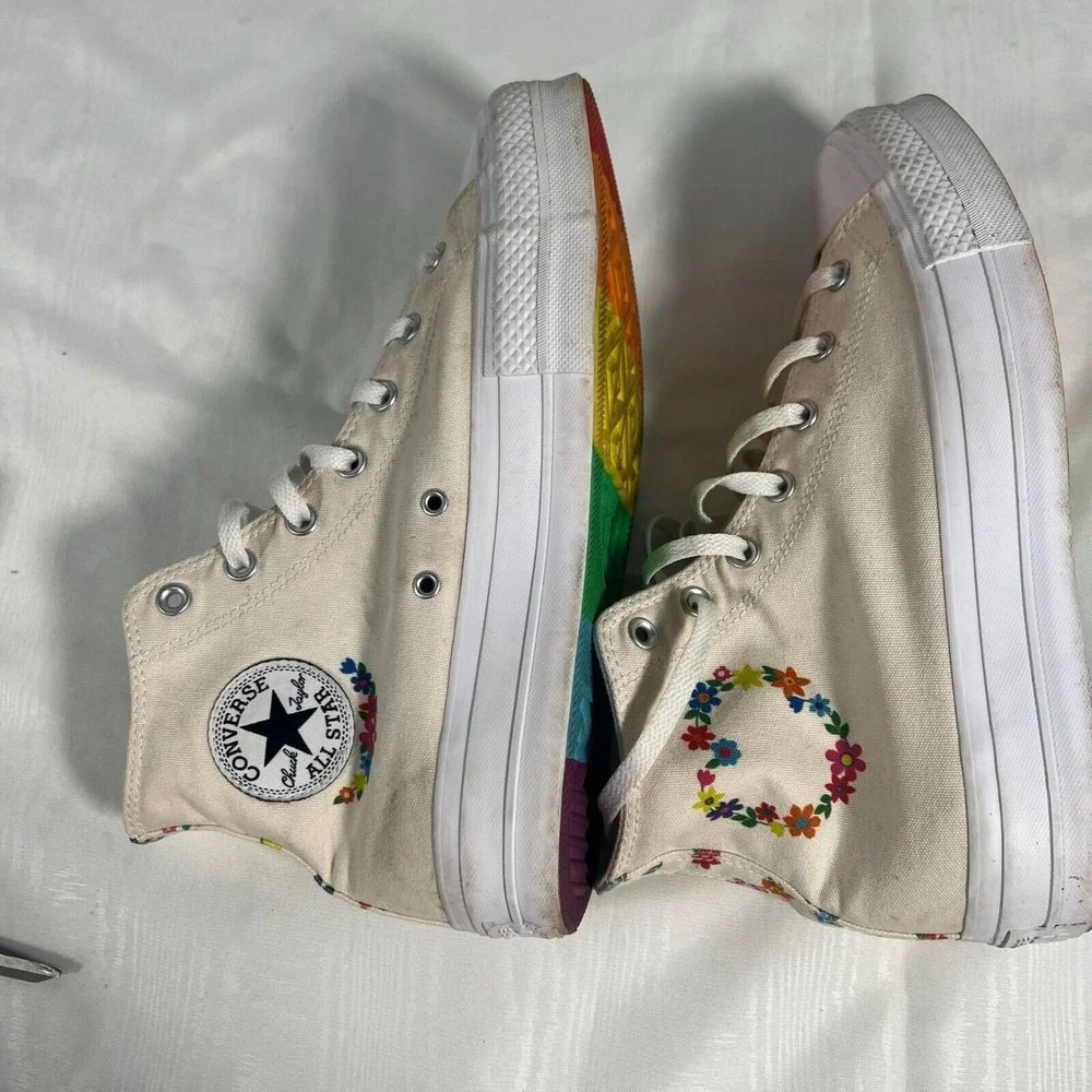 Converse Unisex High-Top Sneakers Floral Pattern Size 9/11 Multicolor Canvas‎